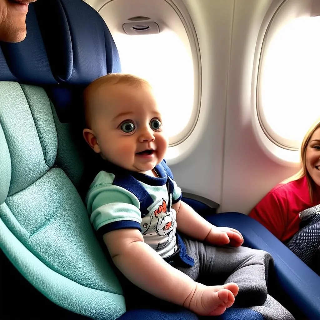 Happy Baby in Airplane Seat