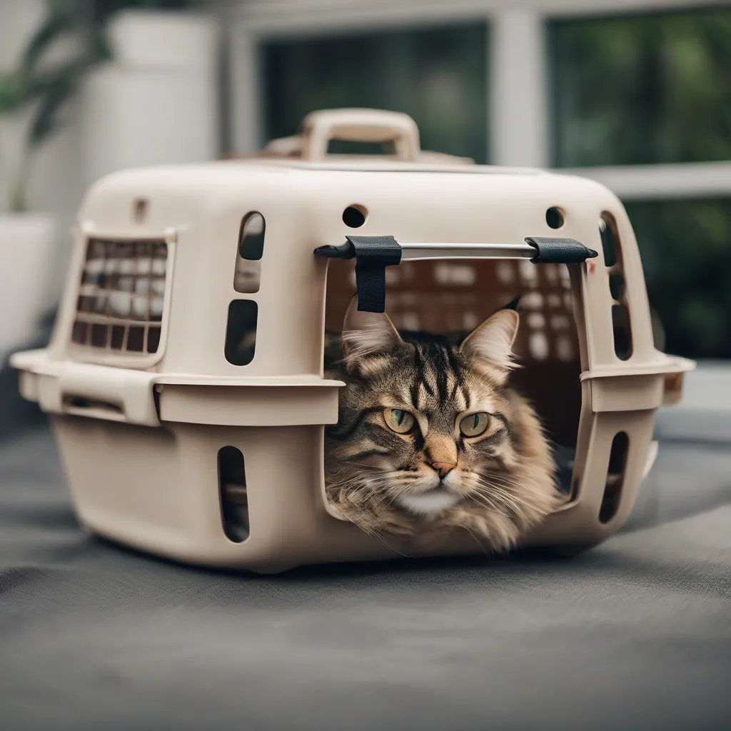 Happy Cat in a Carrier