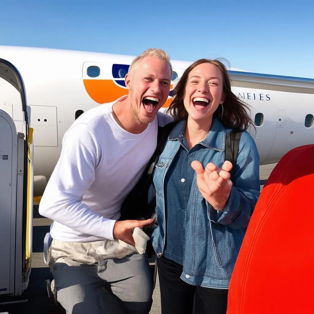 Couple Boarding Plane