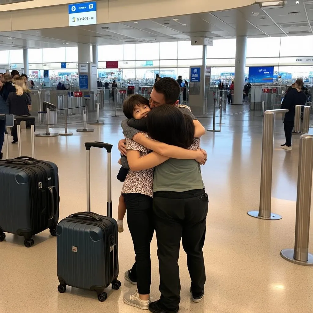 Happy Family Reunion At Airport