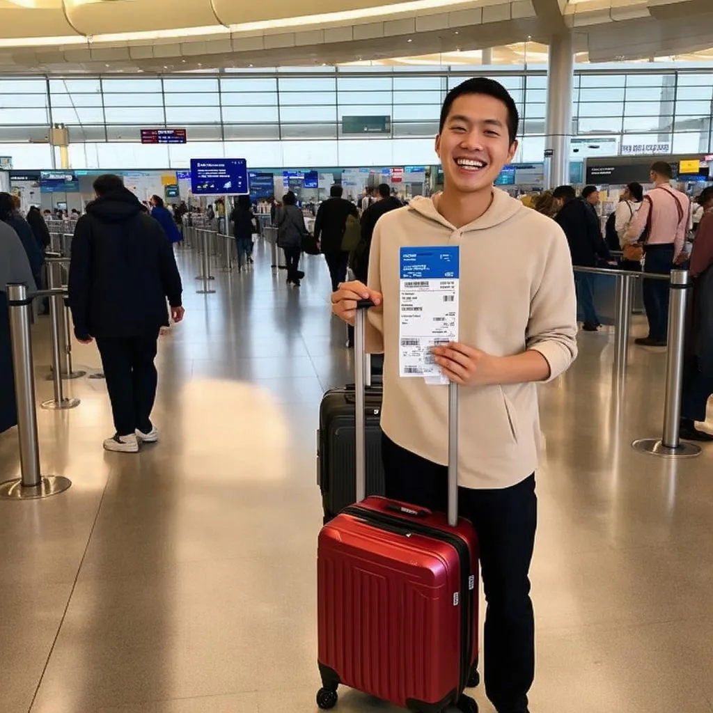 Happy Traveler at Airport