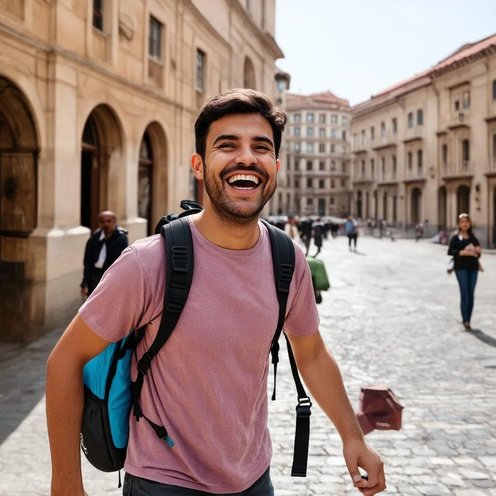 Happy Traveler Exploring