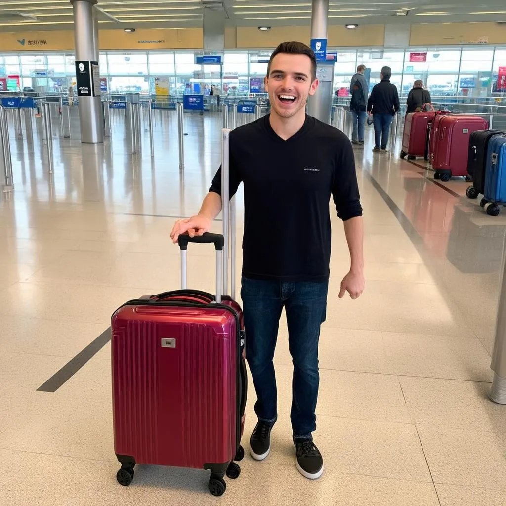 Happy Traveler with Luggage