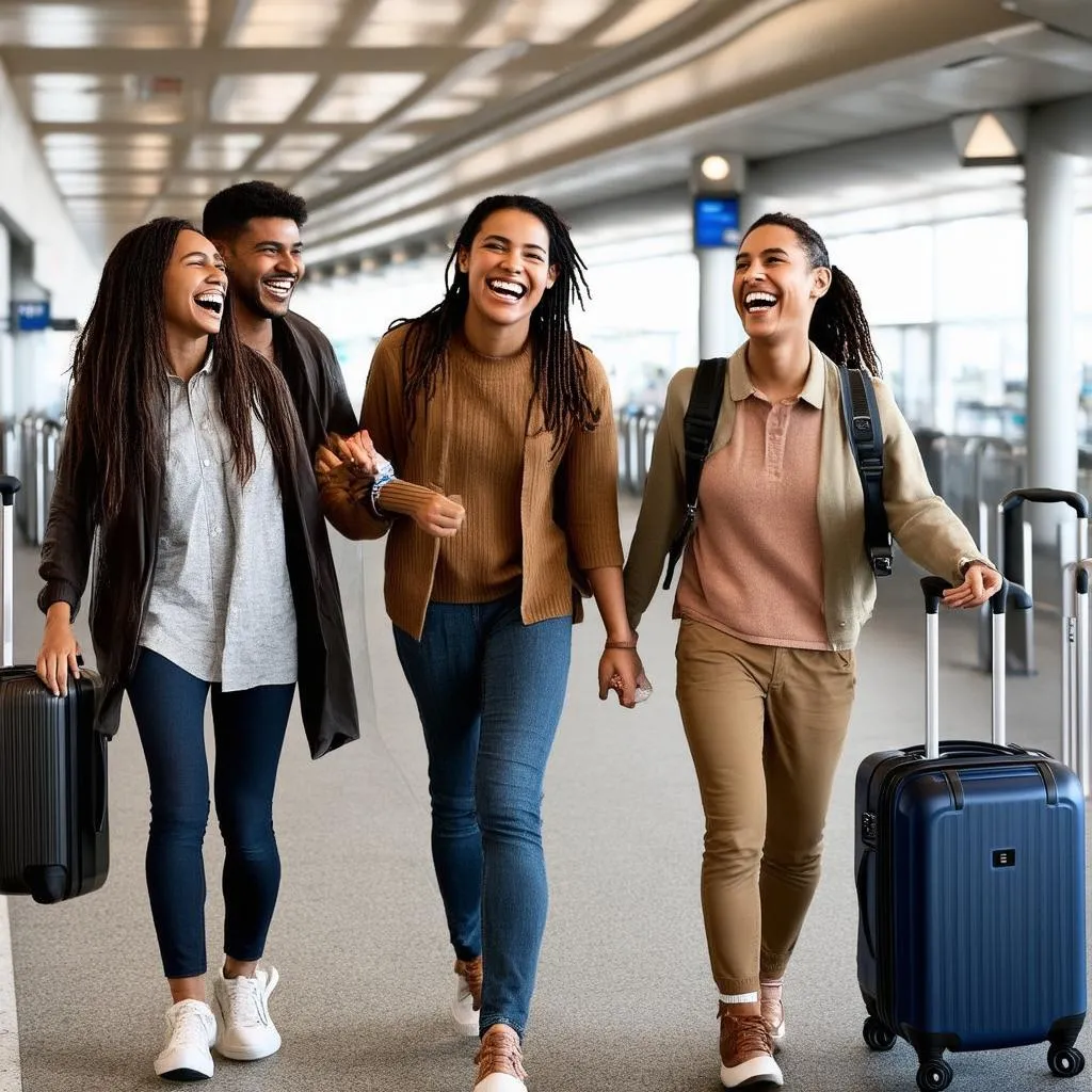 Excited Travelers at the Airport