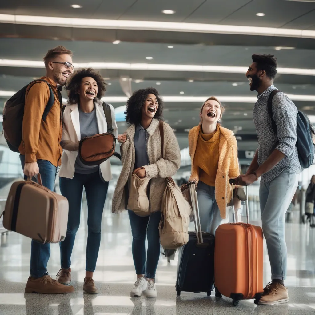 Happy Travelers at Airport