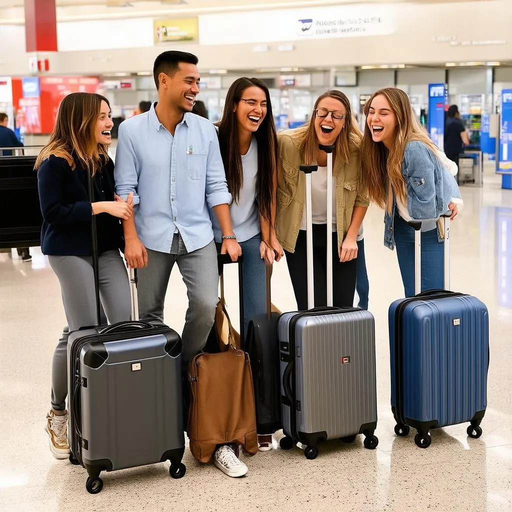 Happy Travelers at the Airport