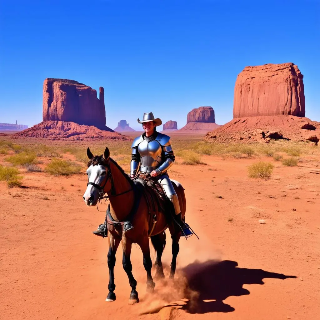 Paladin on horseback in Monument Valley