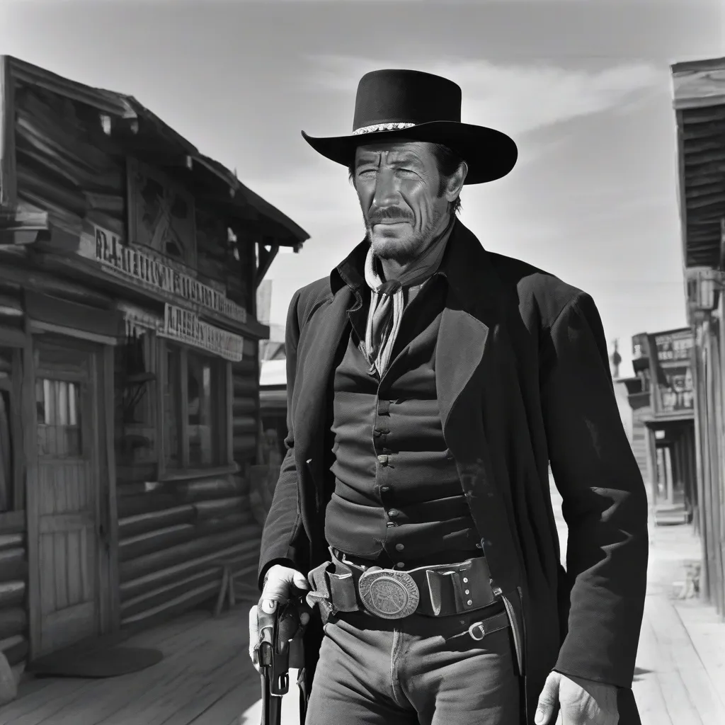 Richard Boone as Paladin, standing confidently in a Western town street.