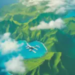 Inter-Island Plane Soaring Over Volcanic Islands