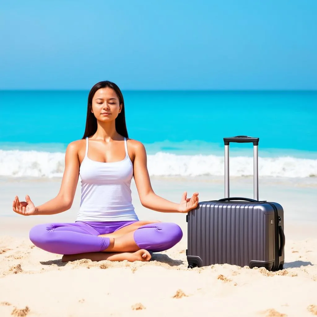 Woman Meditating by the Beach