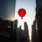 Helium balloon soaring through the sky