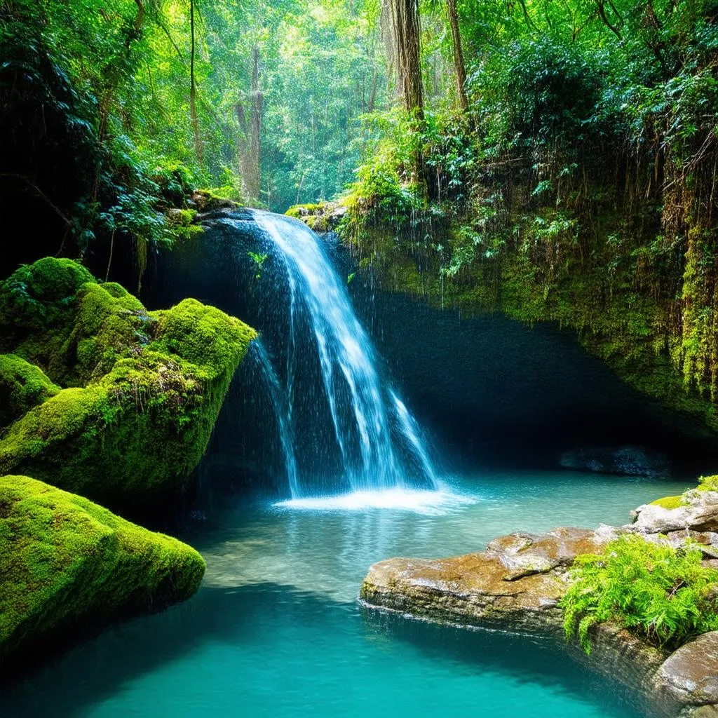 Hidden Waterfall in Jungle