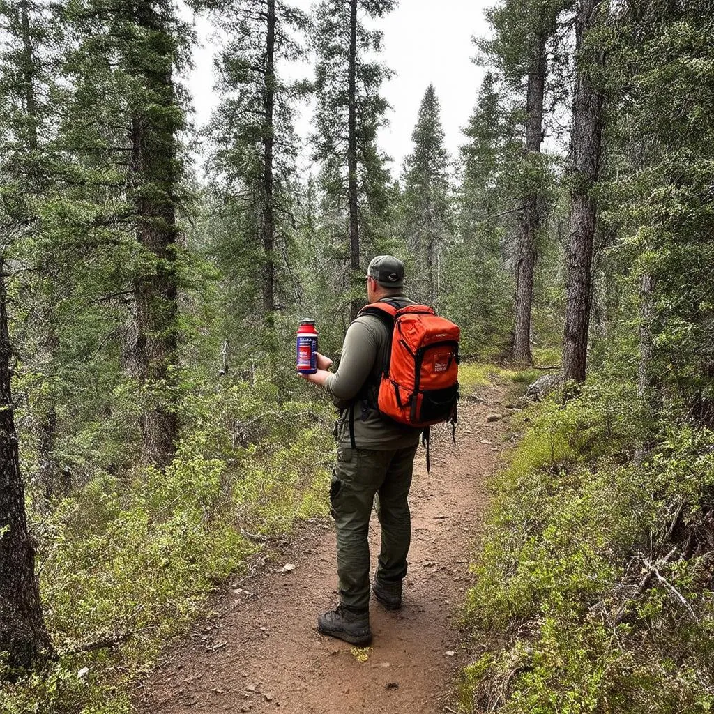 Hiker Practicing Bear Safety