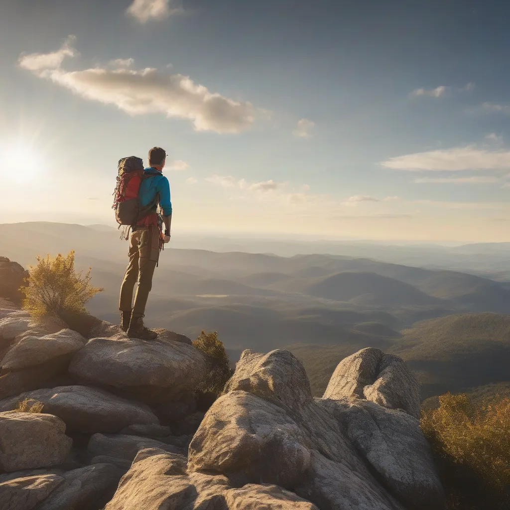 Hiker gazing at a valley view in the south