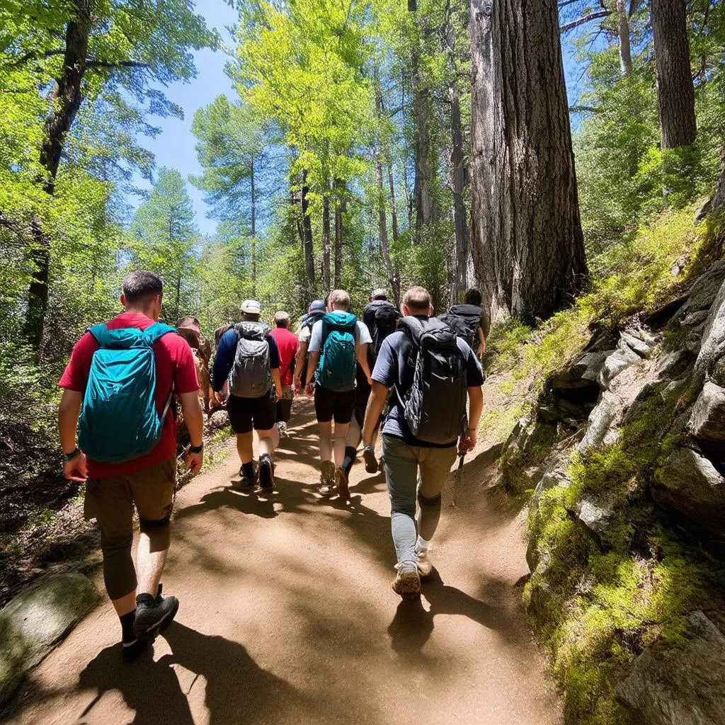 Hikers on Mountain Trail 