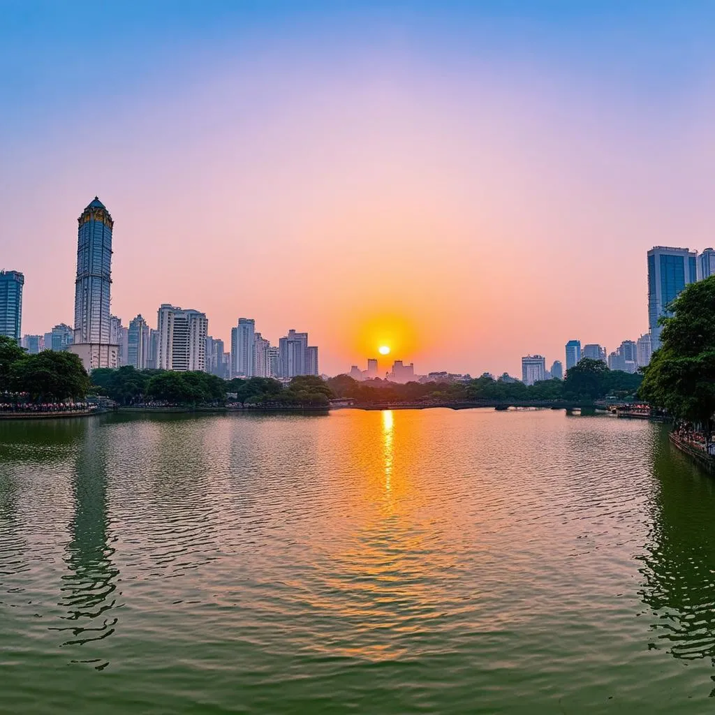 Hoan Kiem Lake Hanoi Sunset