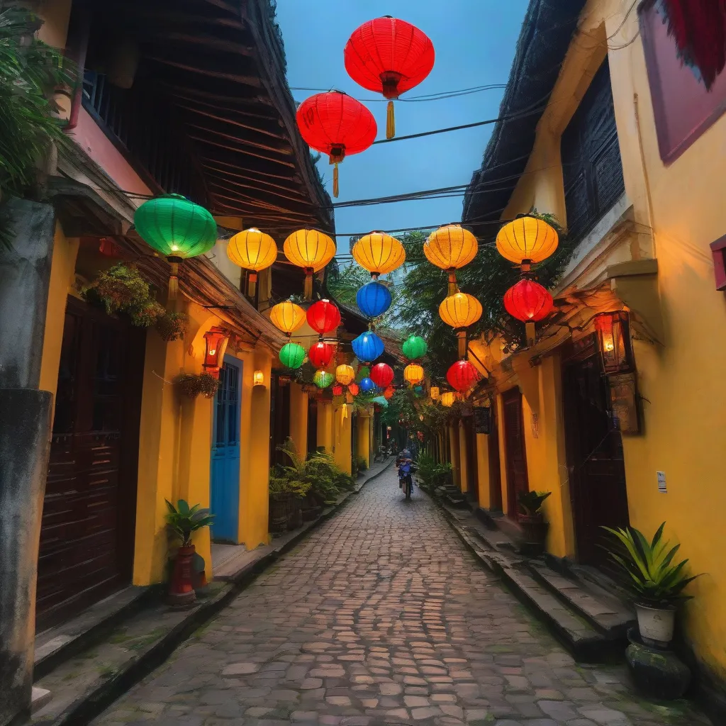 Cobblestone street in Hoi An