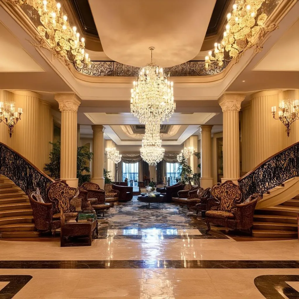 Luxurious hotel lobby