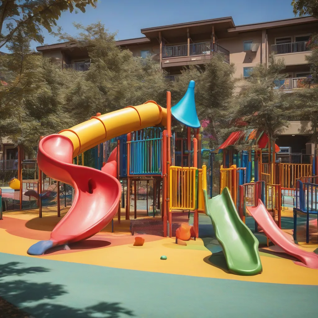 Children playing at a hotel playground