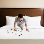 Inspecting a Hotel Room for Bed Bugs