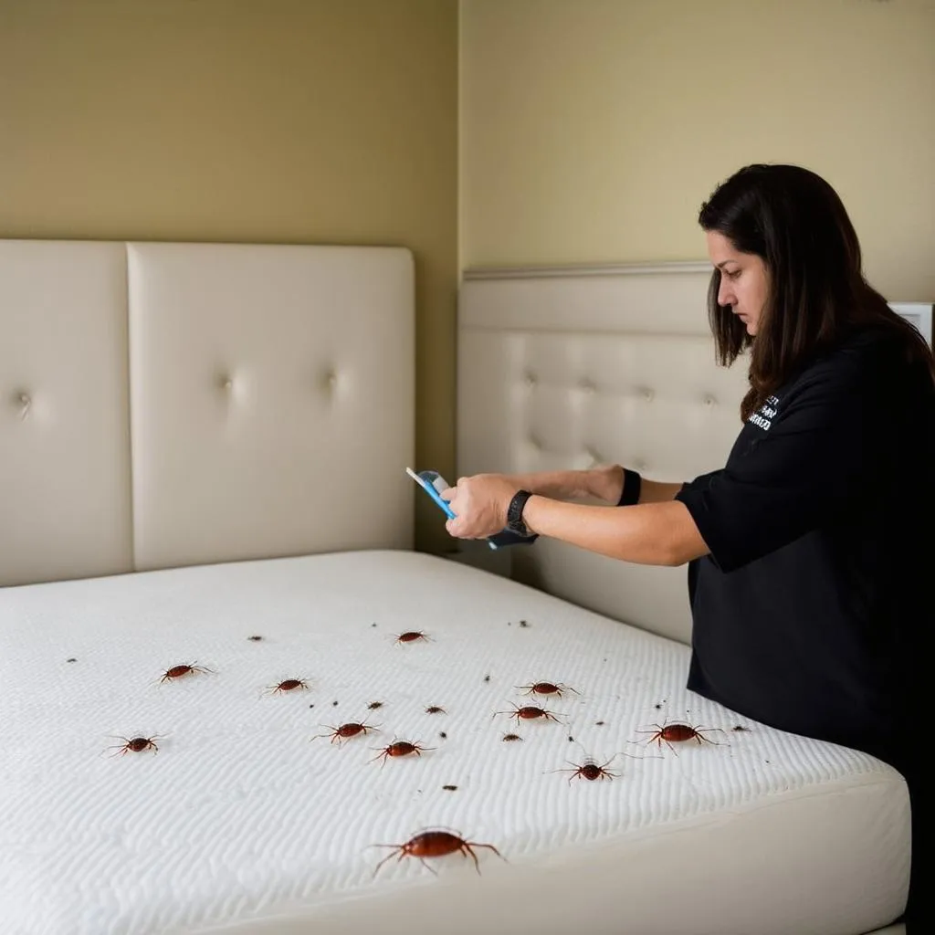 Inspecting a Hotel Room for Bed Bugs