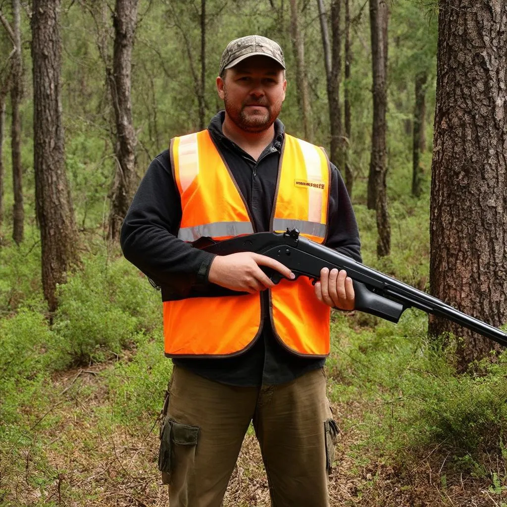 Hunter in Safety Orange Vest