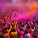 Crowds celebrating at an Indian festival