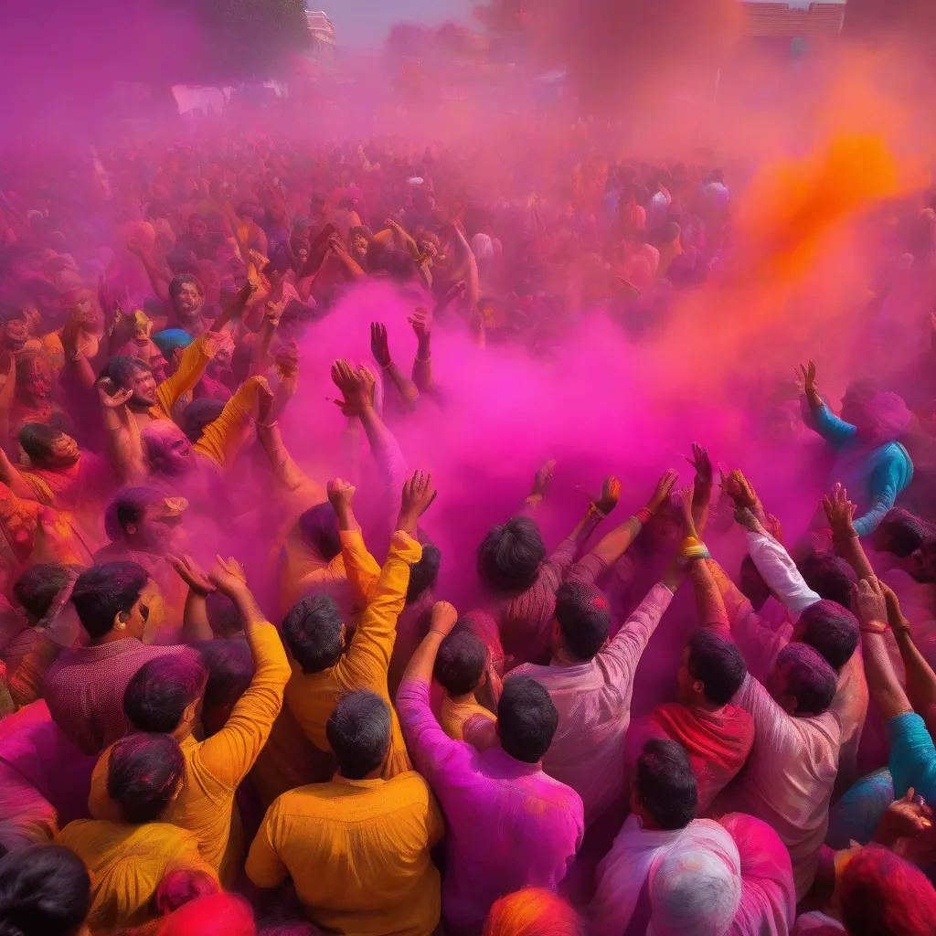 Crowds celebrating at an Indian festival