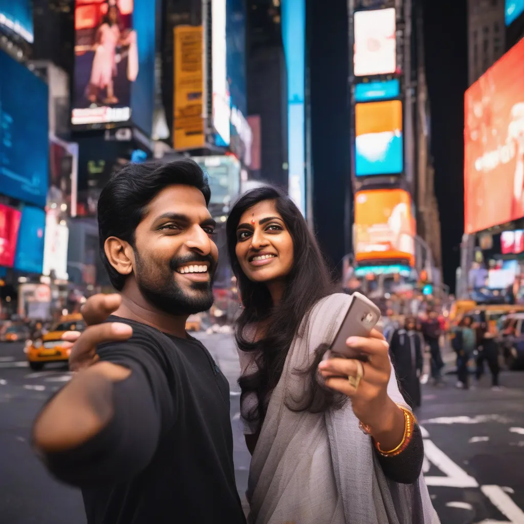 Indian couple in Times Square