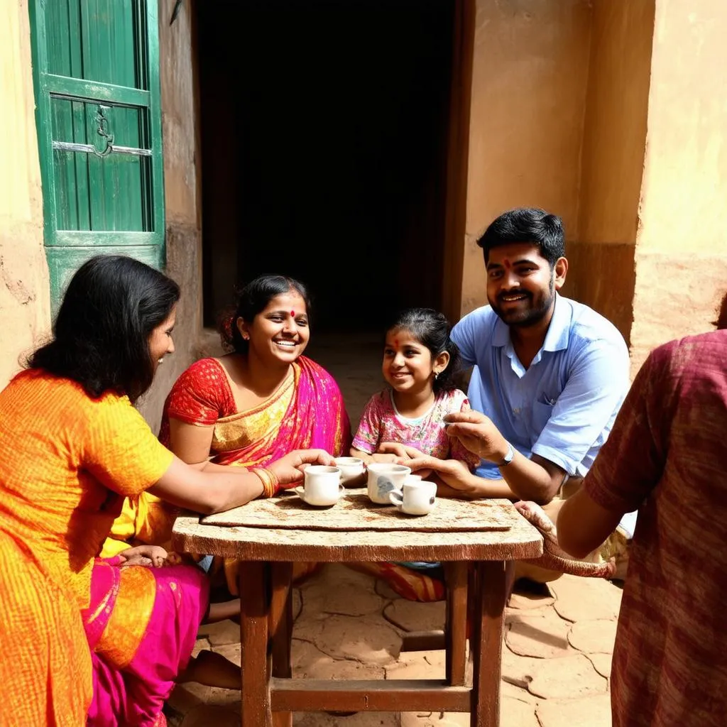 Indian Family Sharing Chai