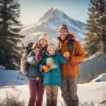 Family enjoying their vacation in the Swiss Alps