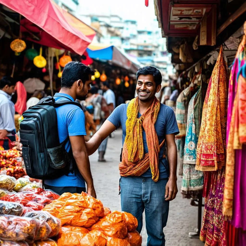 Indian Traveller Exploring a Market