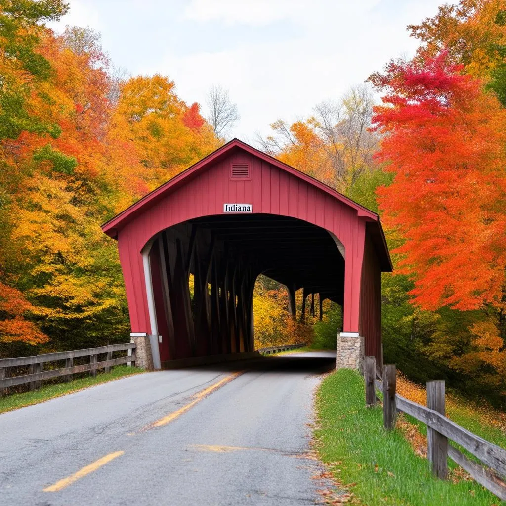 Covered Bridge in Autumn