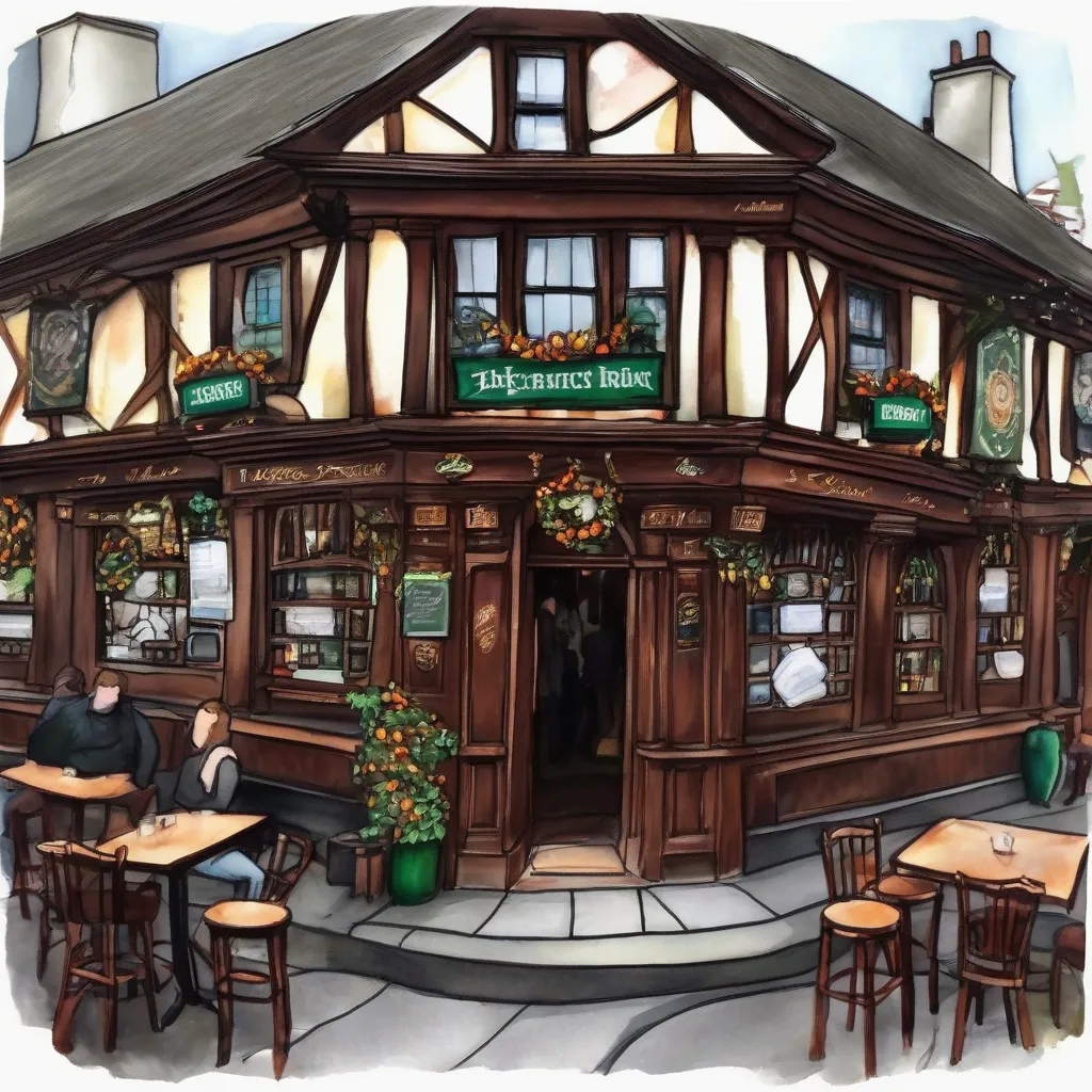 Inside a traditional Irish pub, filled with warm light and the sounds of laughter and music. Local musicians play lively jigs and reels, while patrons enjoy pints of Guinness and the convivial atmosphere.