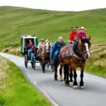 Irish Travellers in Traditional Horse-Drawn Caravan