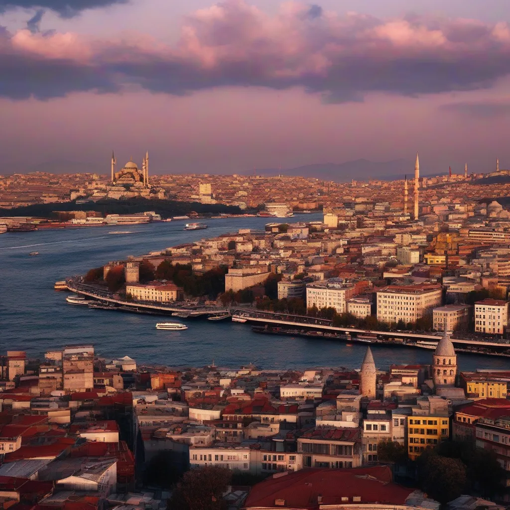 Sunset View from Galata Tower in Istanbul