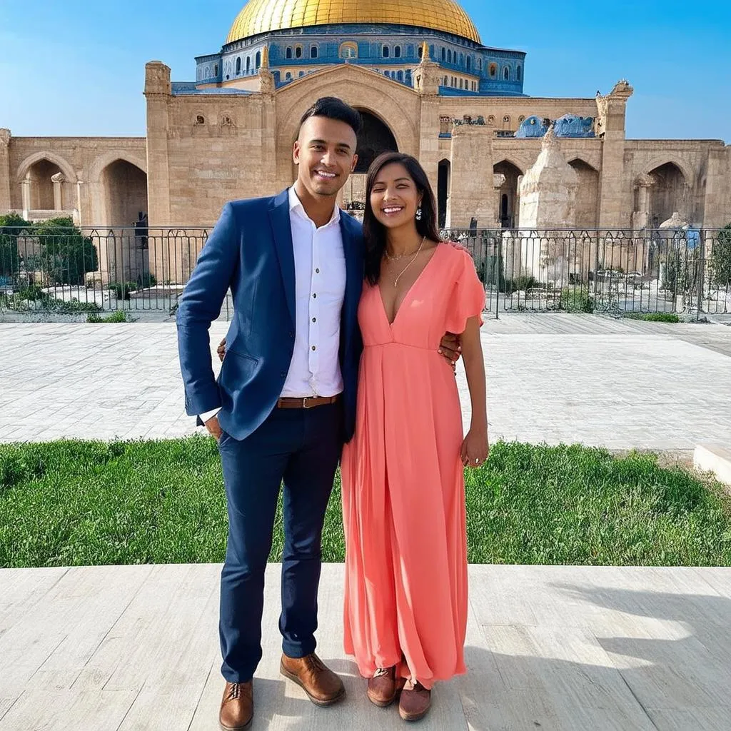 Couple posing for a travel photographer in Istanbul