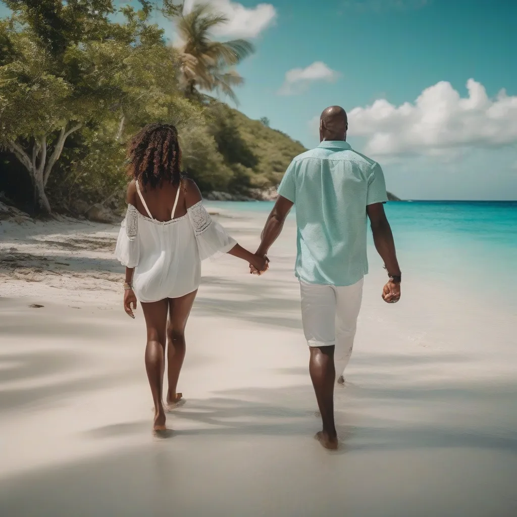 Couple on a Jamaican Beach