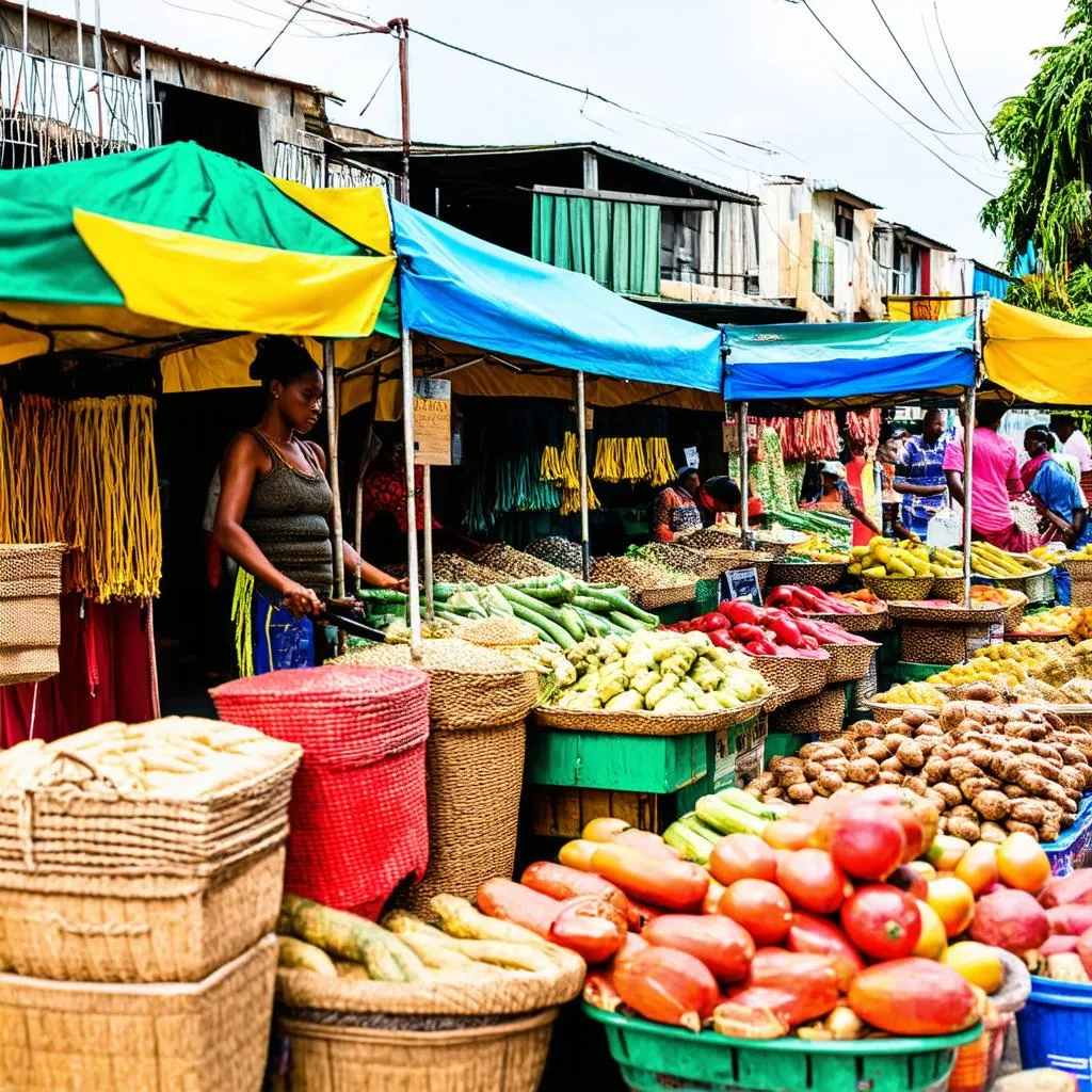 Bustling Jamaican Market