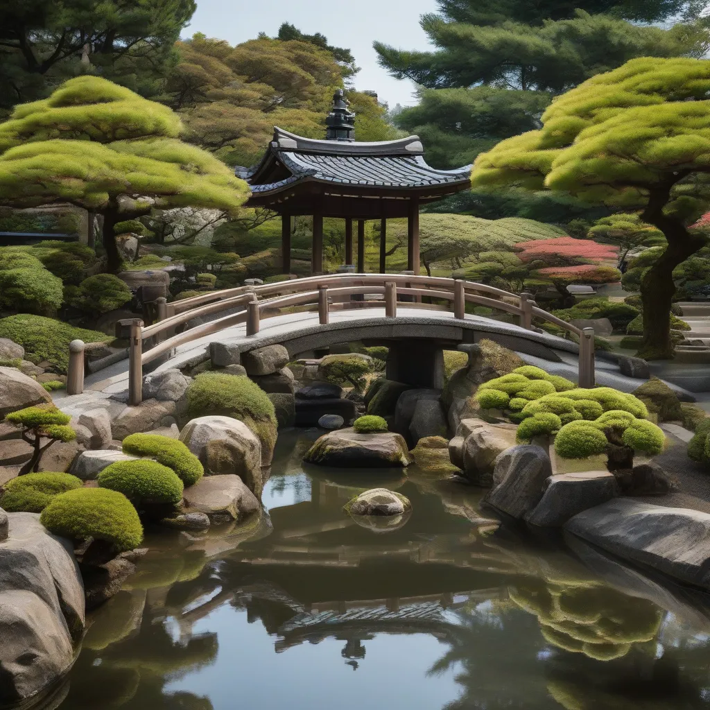 Serene Japanese garden with a reflection pool