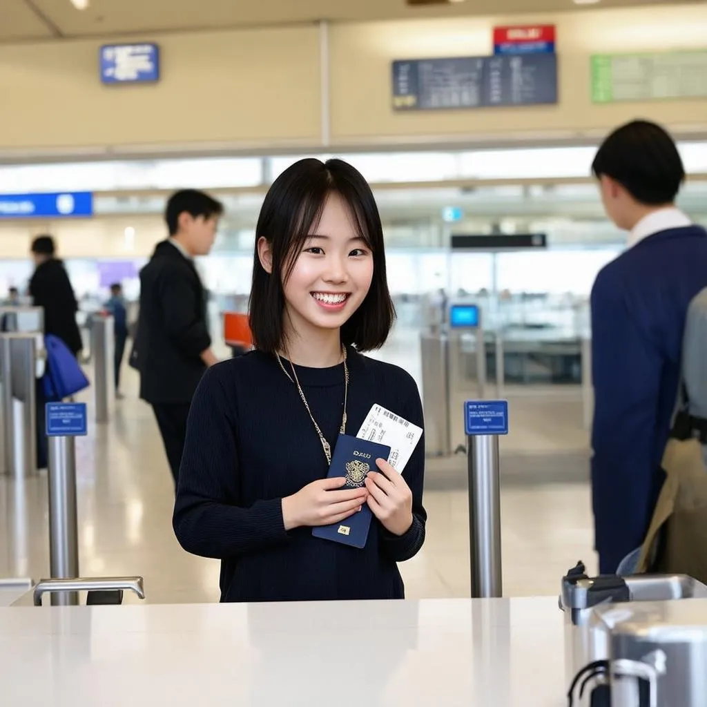 Japanese Traveler at Airport