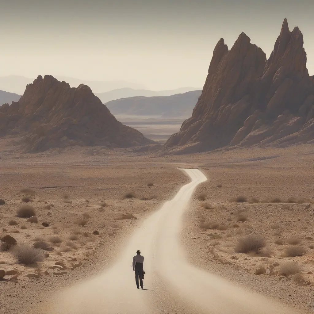 The Jerusalem to Jericho road winding through the Judean desert