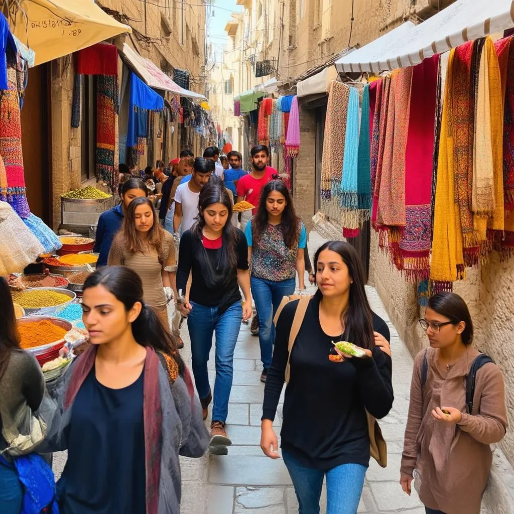 Students exploring the ancient streets of Jerusalem's Old City