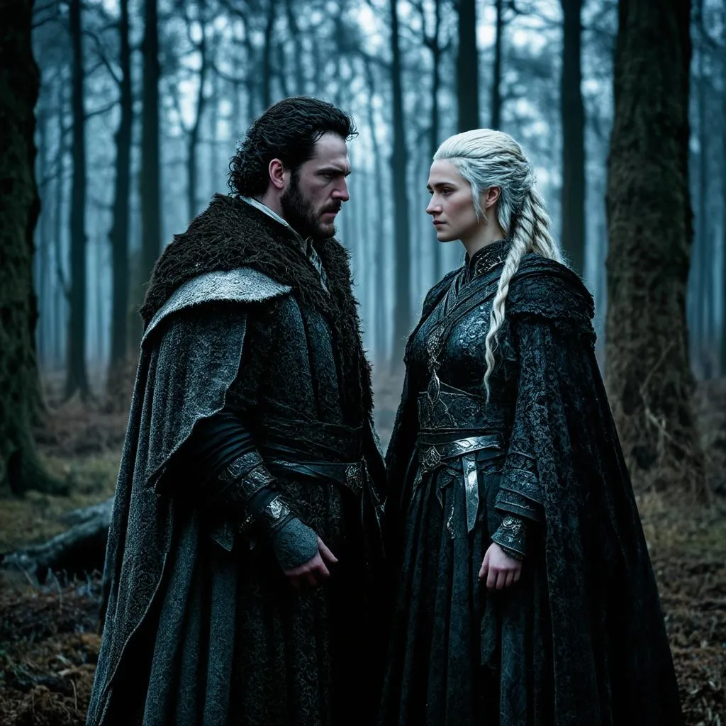 Jon Snow and Daenerys Targaryen meet in Winterfell's Godswood