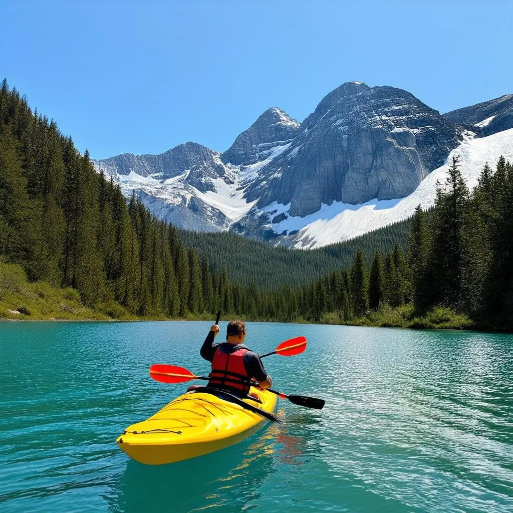 Kayaking on a Mountain Lake