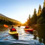 Couple Kayaking on a Mountain Lake