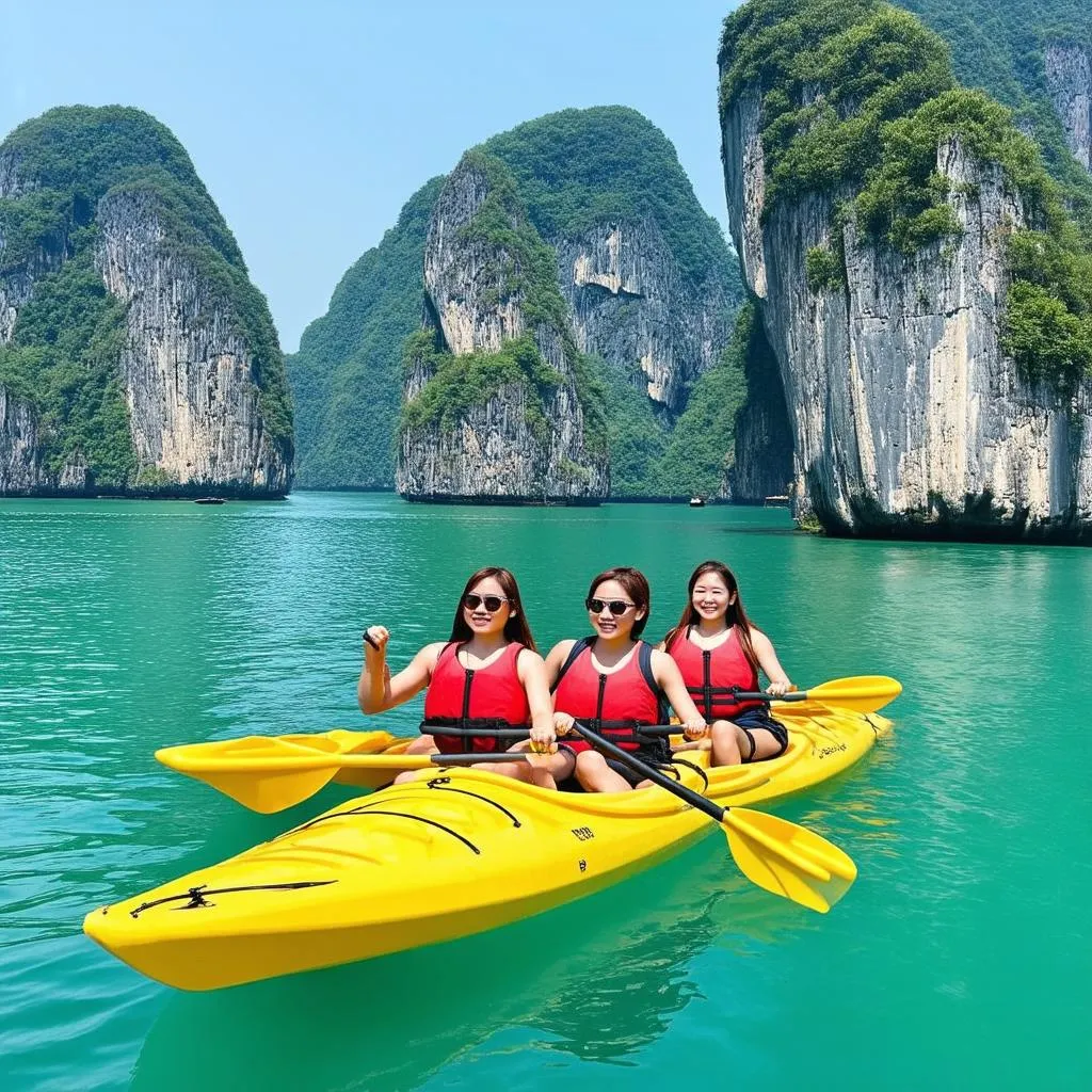 Kayaking in Halong Bay