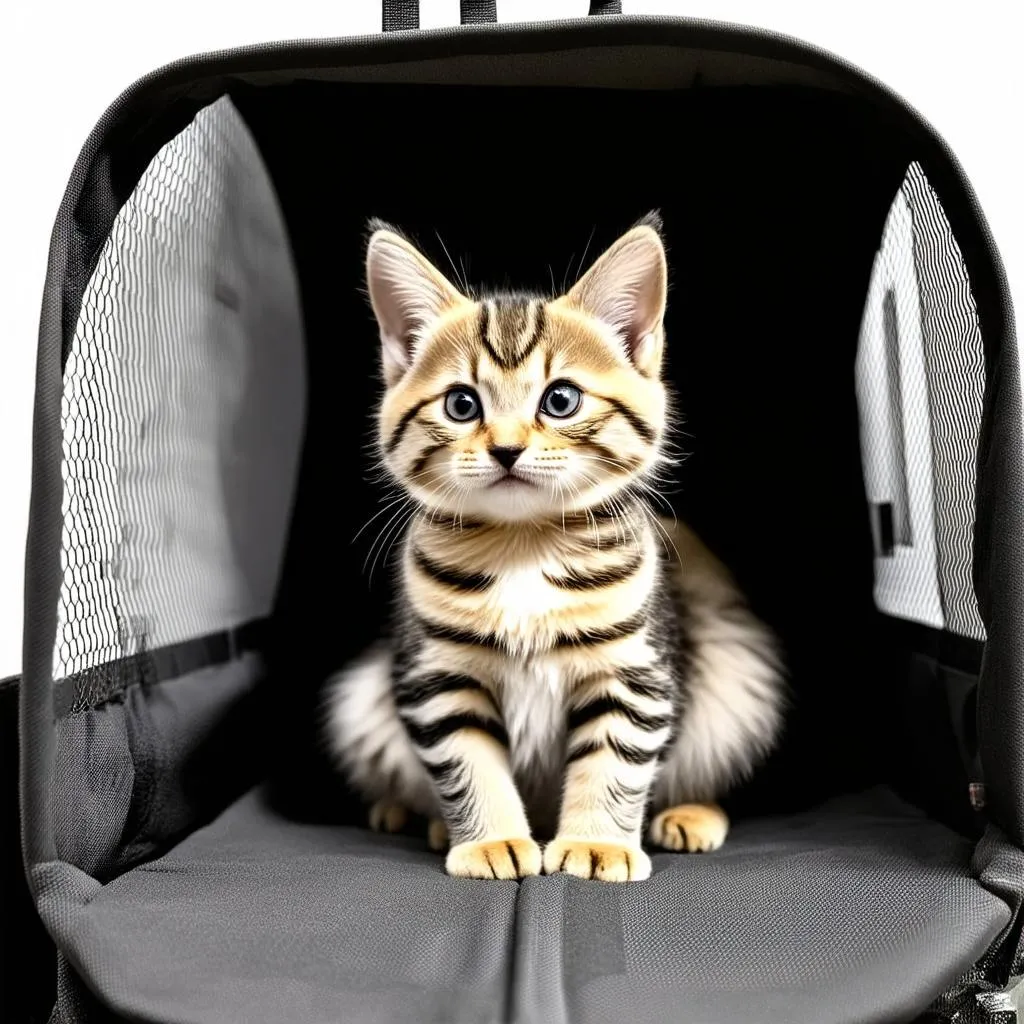 Kitten Relaxing in its Travel Carrier