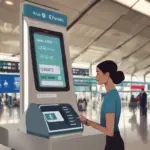 Traveler using KTN at airport kiosk