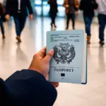 Traveler holding a passport with a Known Traveler Number